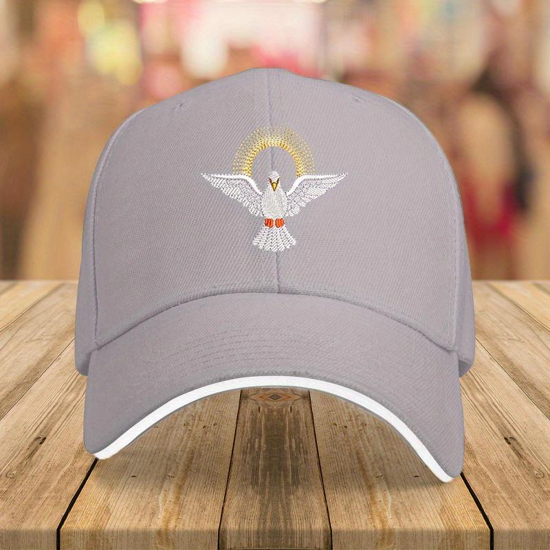 Holy Spirit Dove Baseball Cap Embroidered Red Polyester Adjustable Casual Summer Hat for Adults