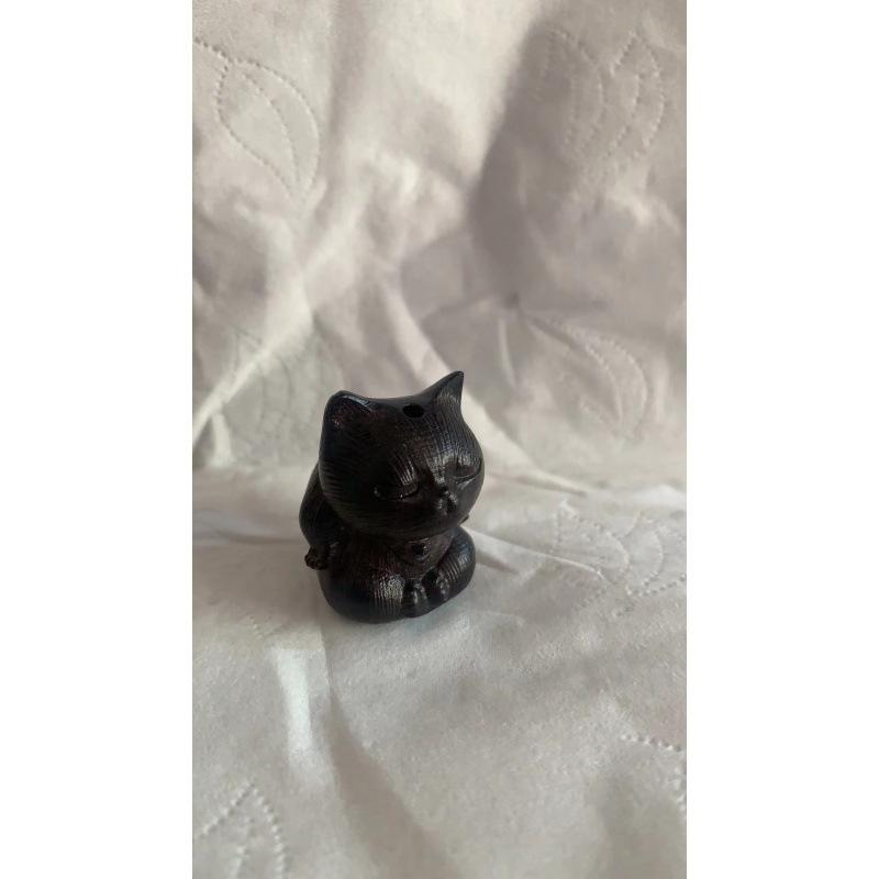 Green Sandalwood Carved Cat & Hippo Desktop Decoration for Home or Office