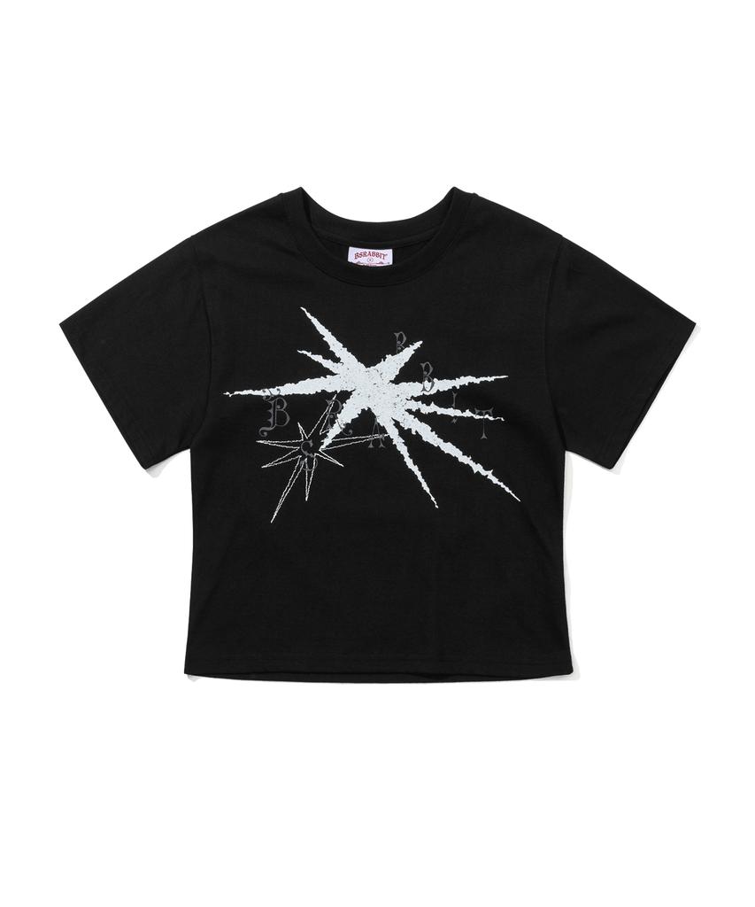 Bieseulaebis Starburst Logo Women'S Semi-Crop Short Sleeve T-Shirt Black