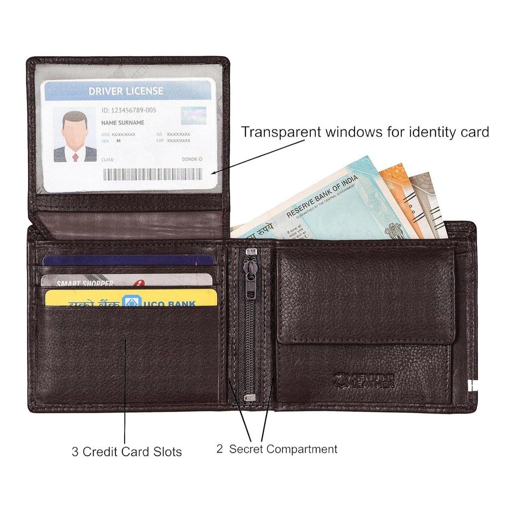 Hirschburgund/Weißes Lederportemonnaie für Herren