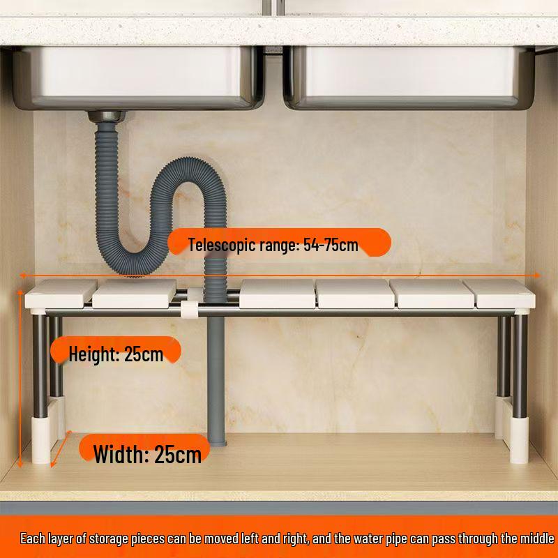 Retractable Under-Sink Kitchen Cabinet Storage Rack