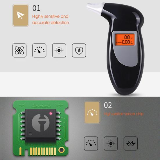 Alcohol Tester High Accuracy Professional Battery Powered Digital Handheld Drunk Driving Tester for Home