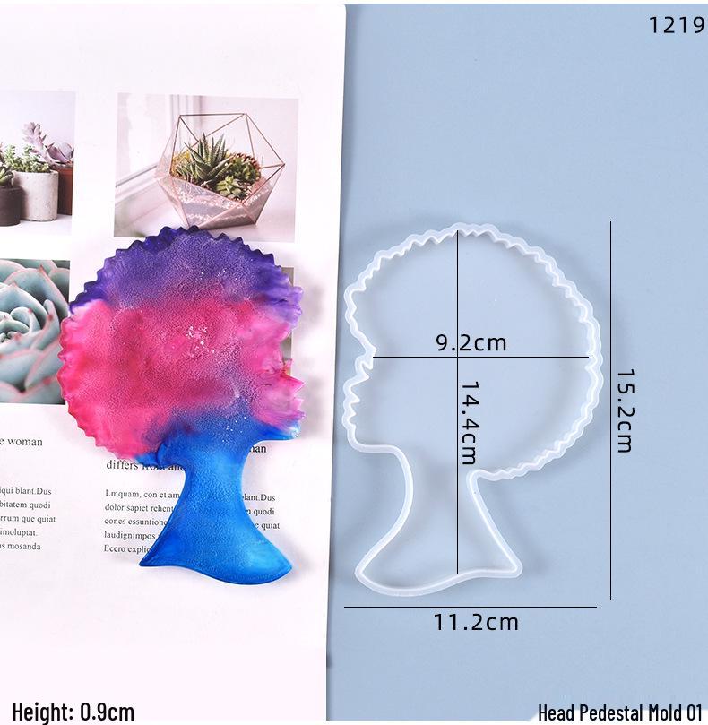 Poppy DIY Crystal Resin Black Woman Head Tabletop Ornament Mold
