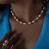 Freshwater Pearl Necklaces For Women Splicing 18k Gold Plated Stainless Steel Beads Necklace Luxury Woman Jewelry