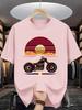 Vintage Biker Print Unisex Short Sleeve Tshirt Classic Motorbike Sunset Highway O Neck Tee Rider Style Male Street Fashion Tops
