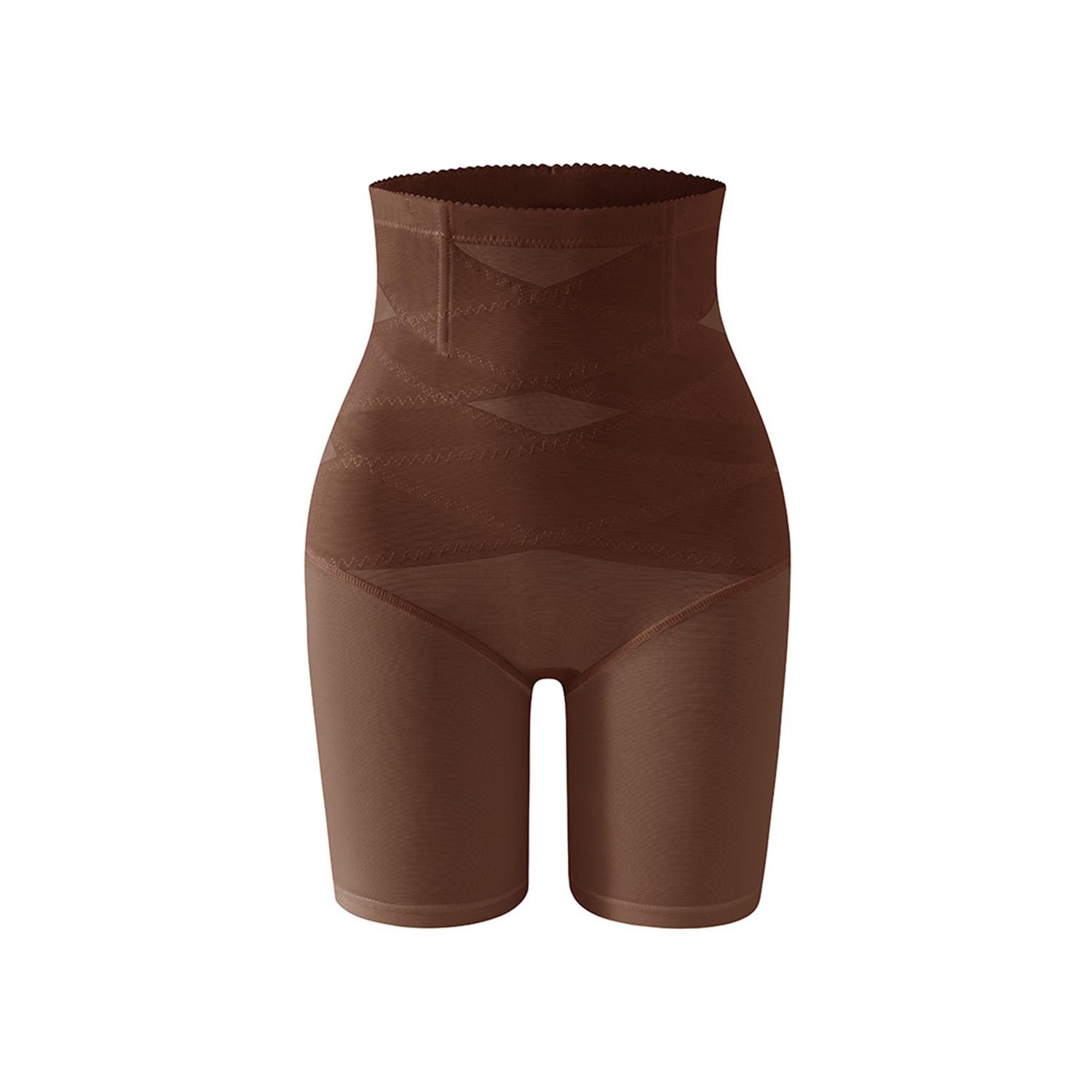

Бесшовные моделирующие шорты для женщин с высокой талией, контролирующие живот, подтягивающее ягодицы нижнее белье с дизайном перекрещенной спинки, утягивающие трусики-шорты 2XL коричневый