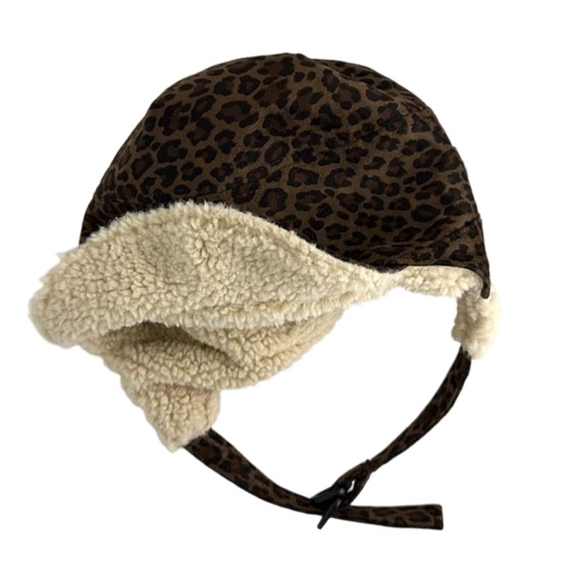 

Japanese Style Thickened Suedes Fabric Winter Trapper Hat With Adjustable Ear Flap For Outdoor Activity цветной печати леопарда