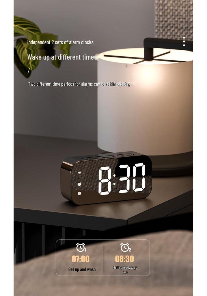 Minimalist Dual-Use LED Alarm Clock with Voice Control and Temperature Display