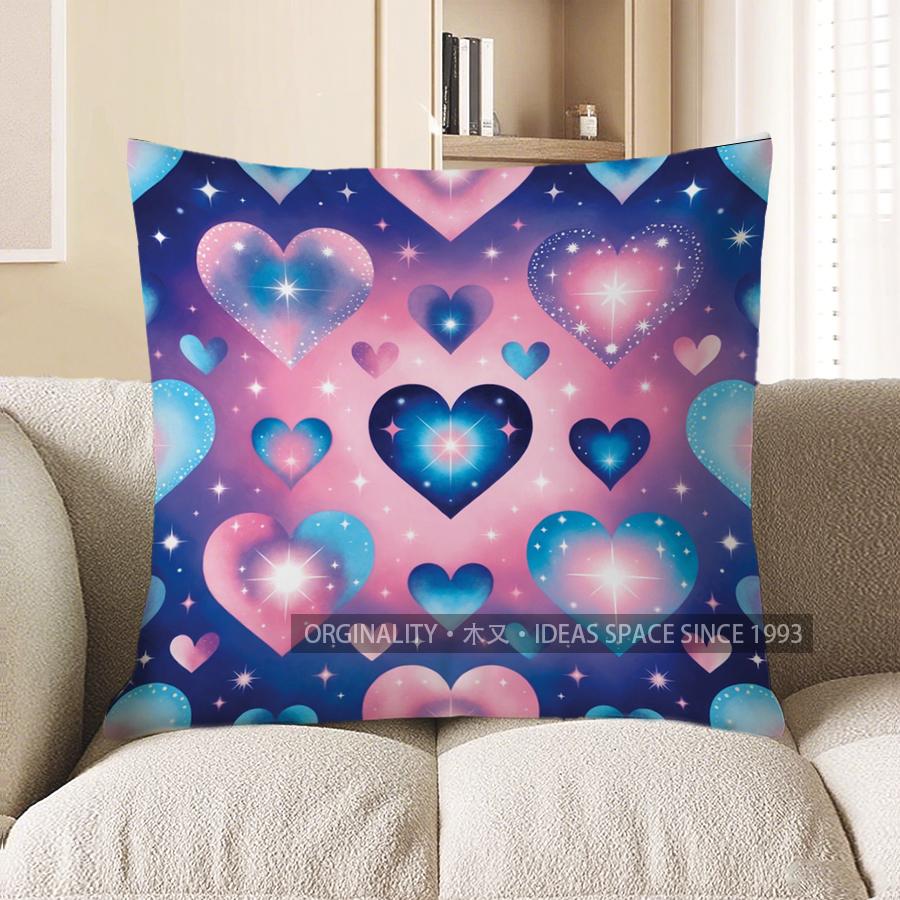 2D Colorful Heart Patterns Cosy Decorative Pillowcase Pattern Cushion Cover Suitable For Sofa Bedroom Car Pillow Cover