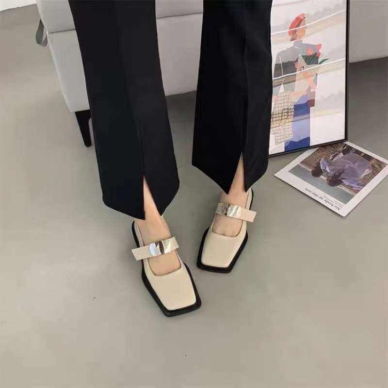 French British Style Single Shoes Women's Shoes Loafers Mary Jane Spring and Autumn New Thick Heel Retro Black Small Leather Shoes Women