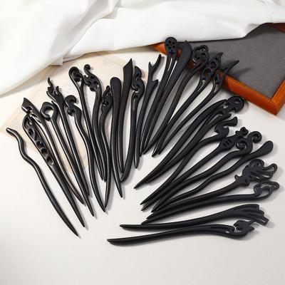 Ebony Hairpin: Simple & Stylish Summer Bun, Ancient Hanfu Style, Versatile Hair Accessory