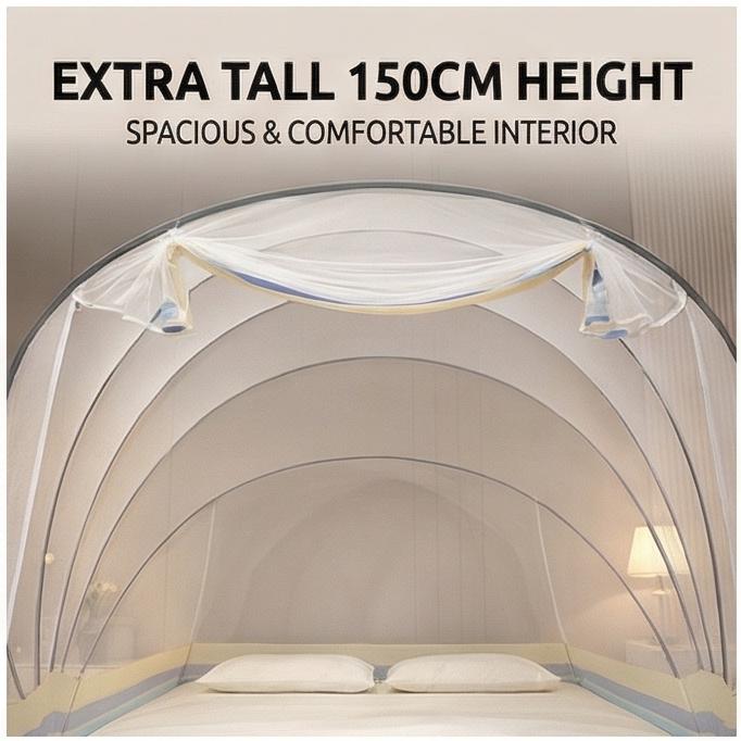 Pop-Up Faltbares Mongolisches Moskitonetz Keine Installation 150cm Höhe Anti-Mücken Bettzelt für Zuhause Schlafzimmer Kinder Baby Einfache Lagerung Design