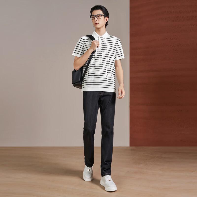 SEVEN Men's Seamless Striped Short-Sleeve Polo Shirt