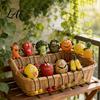 Desktop Fruit Decorations Resin Shelf Sitter Figurines with Flexible Dangling Legs Whimsical Hanging Edge Statues Cartoon Home Accents Cute