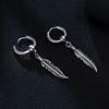 Mens Feathers Drop Earrings,Stainless Steel Wings Huggies Hoop Earings,Rock Punk Vintage Cool Jewelry Gifts