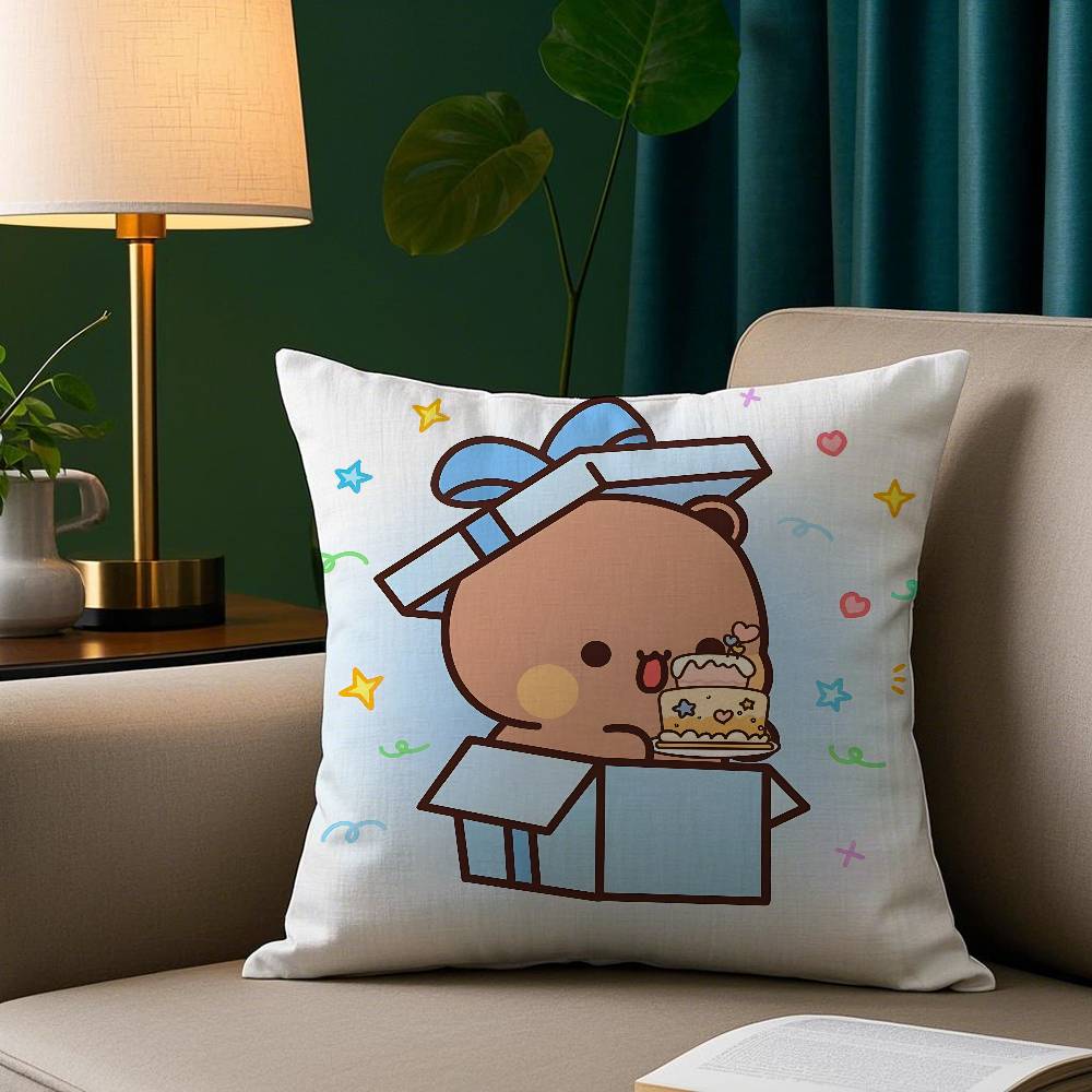 Couple Cartoon Bubu Dudu Pillow Case Plush Fabric Soft Pillowcase Double Sided Print Sofa Cushion Cover Throw