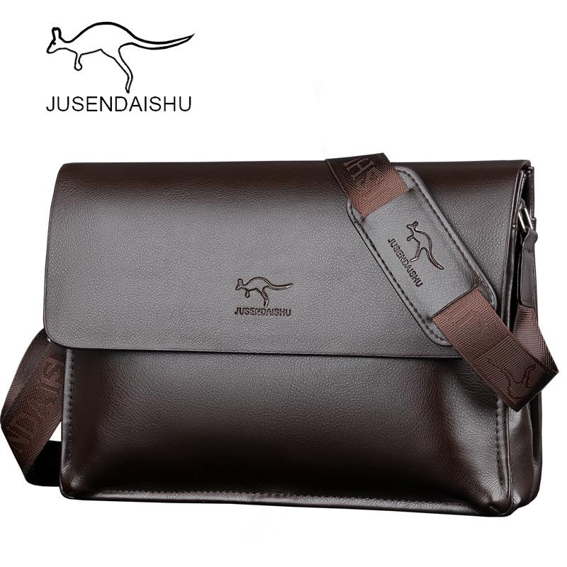 Jusen Kangaroo Men s Crossbody Business Bag & Backpack Briefcase Small Portrait Brown JS8865-1