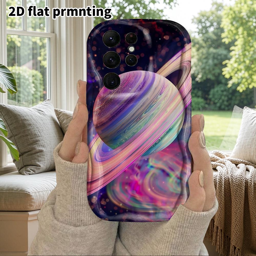 Phone Case: 2D Flat Samsung Galaxy A34 A35 M05 M06 S20 S22 S21 FE Plus 5G Protective Case, Couple Style, Colorful Ring Saturn, Christmas and Halloween