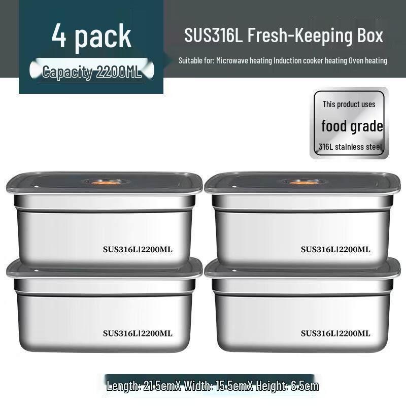 Eco-Friendly Wheat Straw Food Storage Containers 2200ml (4-Pack)