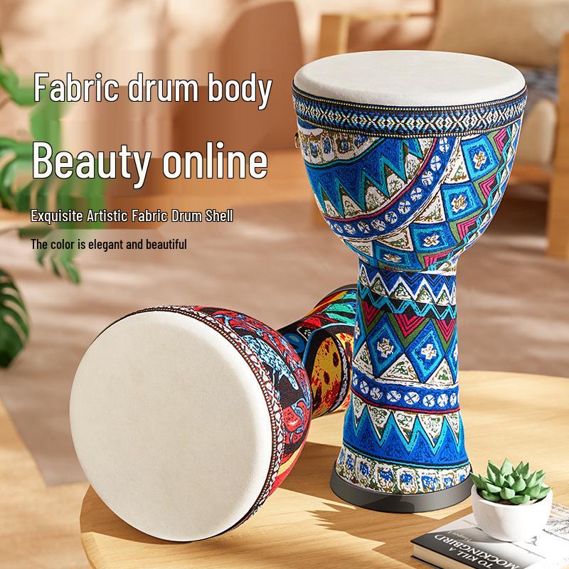 African Children's Lightweight Hand Drum - Large, 8" Percussion Instrument, Set of 6, No Tuning Required
