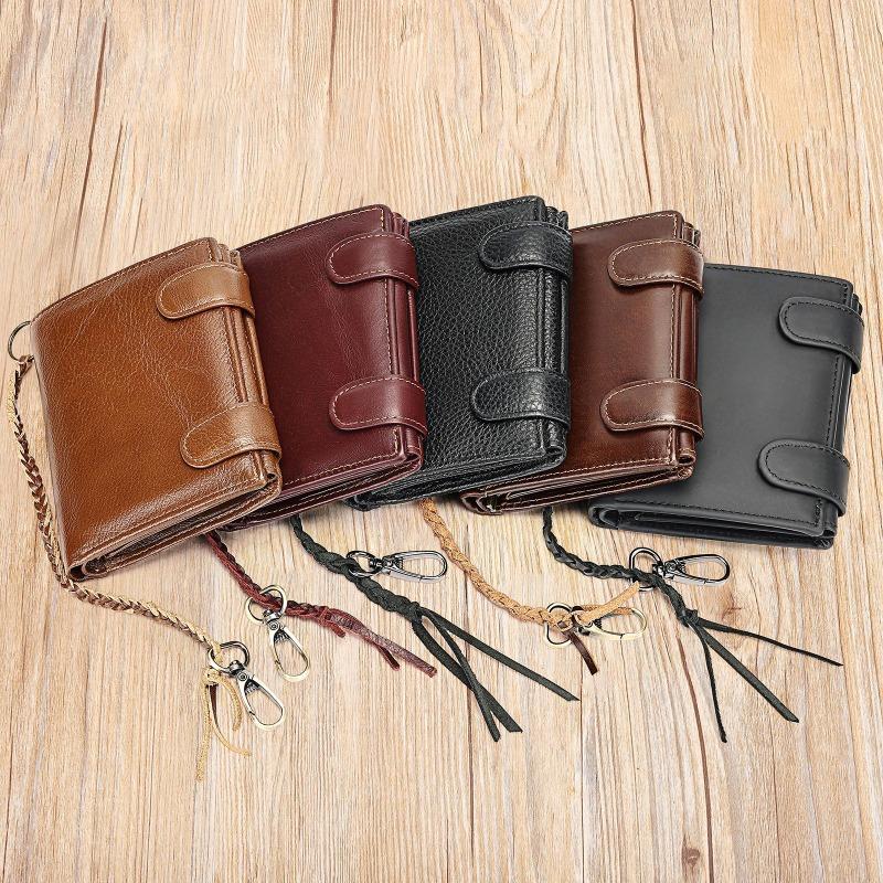 Top-grain Cowhide Wallet Large-capacity Oil Wax Leather Genuine Leather Wallet Wallet for Men