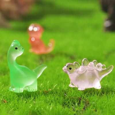 Yousheng 50Pcs Glow-in-the-dark Mini Dinosaur Figurine Luminous Clear Dino Resin Statue Miniature Dinosaur Ornament Home Office Desktop Decoration