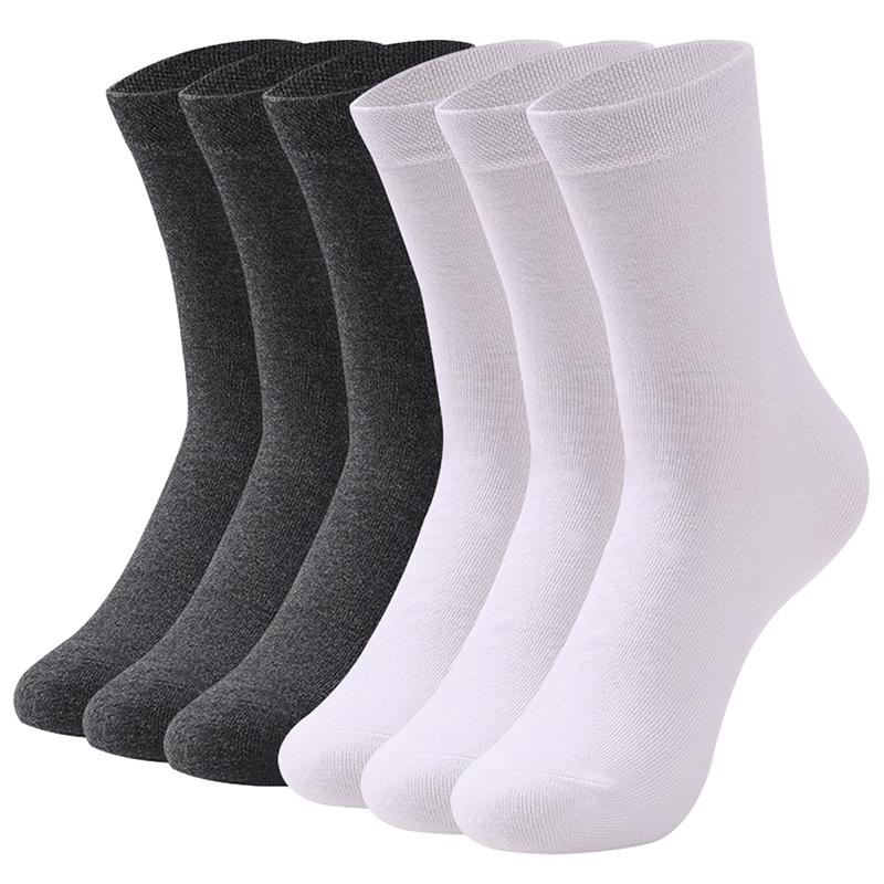 6 Paar Herrensocken aus Baumwolle, atmungsaktiv, schwarz/weiß, für den Frühling und Sommer, Übergröße EU 40–47