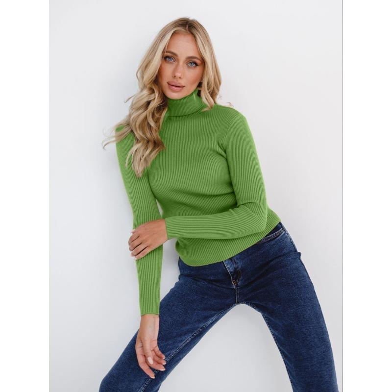 TIFICY Women's Fashion Casual Fall Winter Solid Color Print Long Sleeve High Neck Sweaters