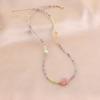 Color fluorite chalcedony crystal three-circle beaded bracelet necklace bracelet two-in-one dopamine