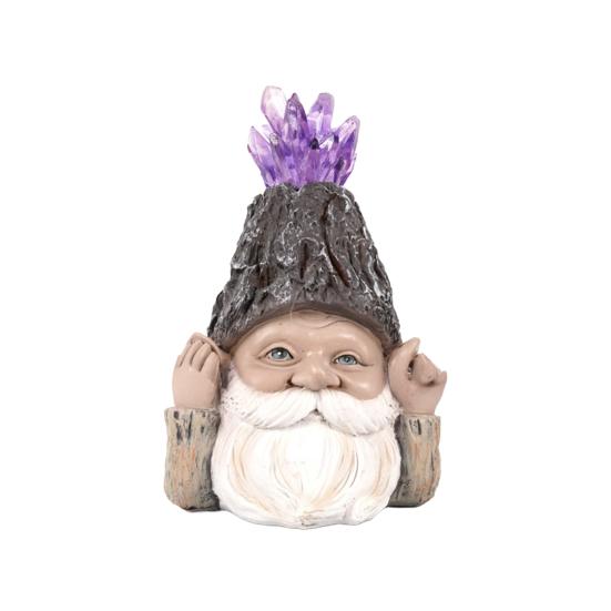 Hear-No See-No Speak-No Gnome Figurine Resin Faux Crystal Garden Dwarf Frog Owl Statue for Home Tabletop Yard Lawn Patio Decor