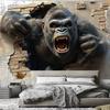 Angry Gorilla Climbing Out of A Hole Tapestry Wall Hanging for Hippie Aesthetic Room Decor Psychedelic Home Wall Decor Yoga Mat