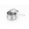 Yoshikawa YJ3674 Stainless Steel Double-Spout Milk Pan for Gas Stoves, 12cm, 830ml Capacity, with Double Spouts and Lid