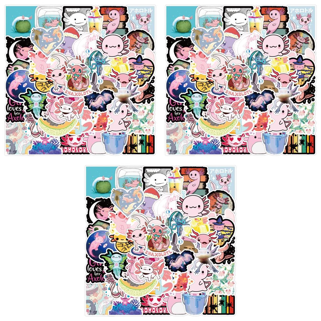 Cute Axolotl Stickers 50 Waterproof Cartoon Decals For Diy Laptop Phone Suitcase