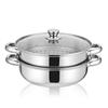 19.5x28cm Steamer Pot Stockpot 2Tier Durable Easy To Clean