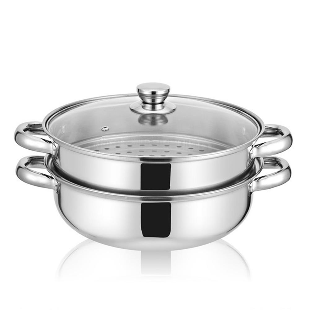 19.5x28cm Steamer Pot Stockpot 2Tier Durable Easy To Clean