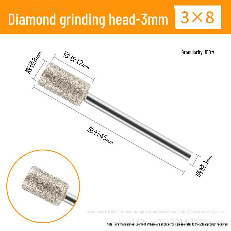3mm Diamond Grinding Heads for Electric Grinder – Cylindrical, Bullet, Umbrella, Ball Shapes