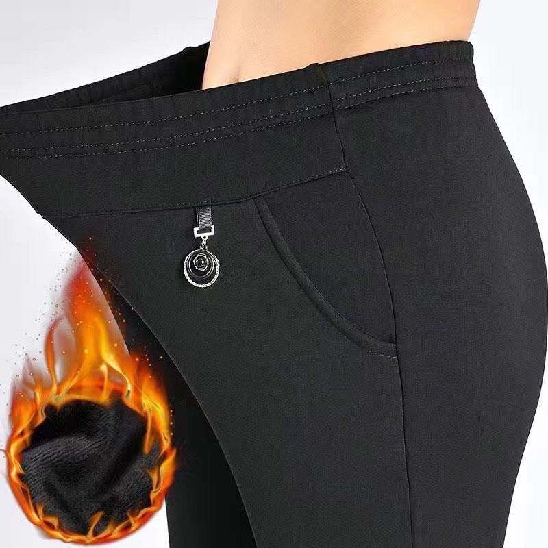 

Брюки для женщин среднего возраста, зимние, утолщенные, плотные, теплые, с высокой талией, свободные, прямые, повседневные, для пожилых женщин XXXXXL