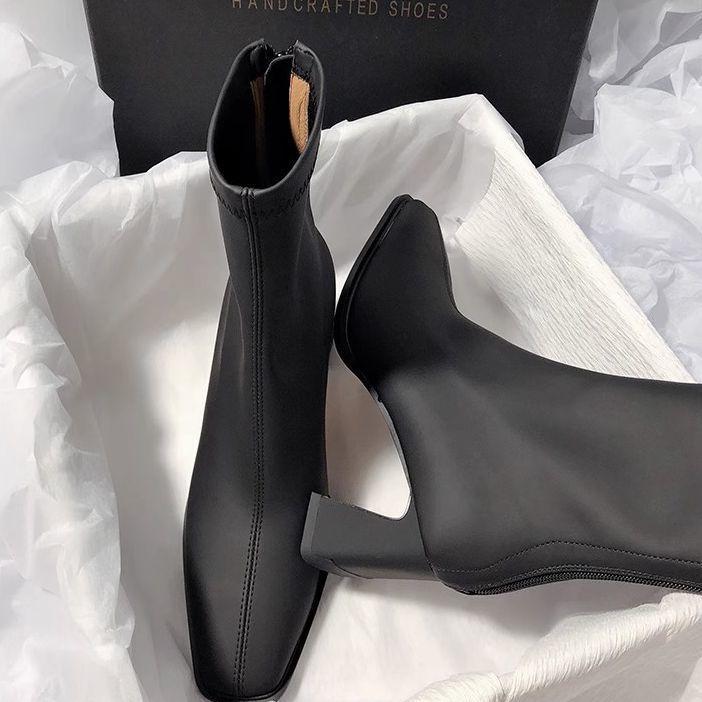 Small autumn thick heel thin boots short boots women's 2025 spring and autumn single boots new high heel women's shoes Martin boots