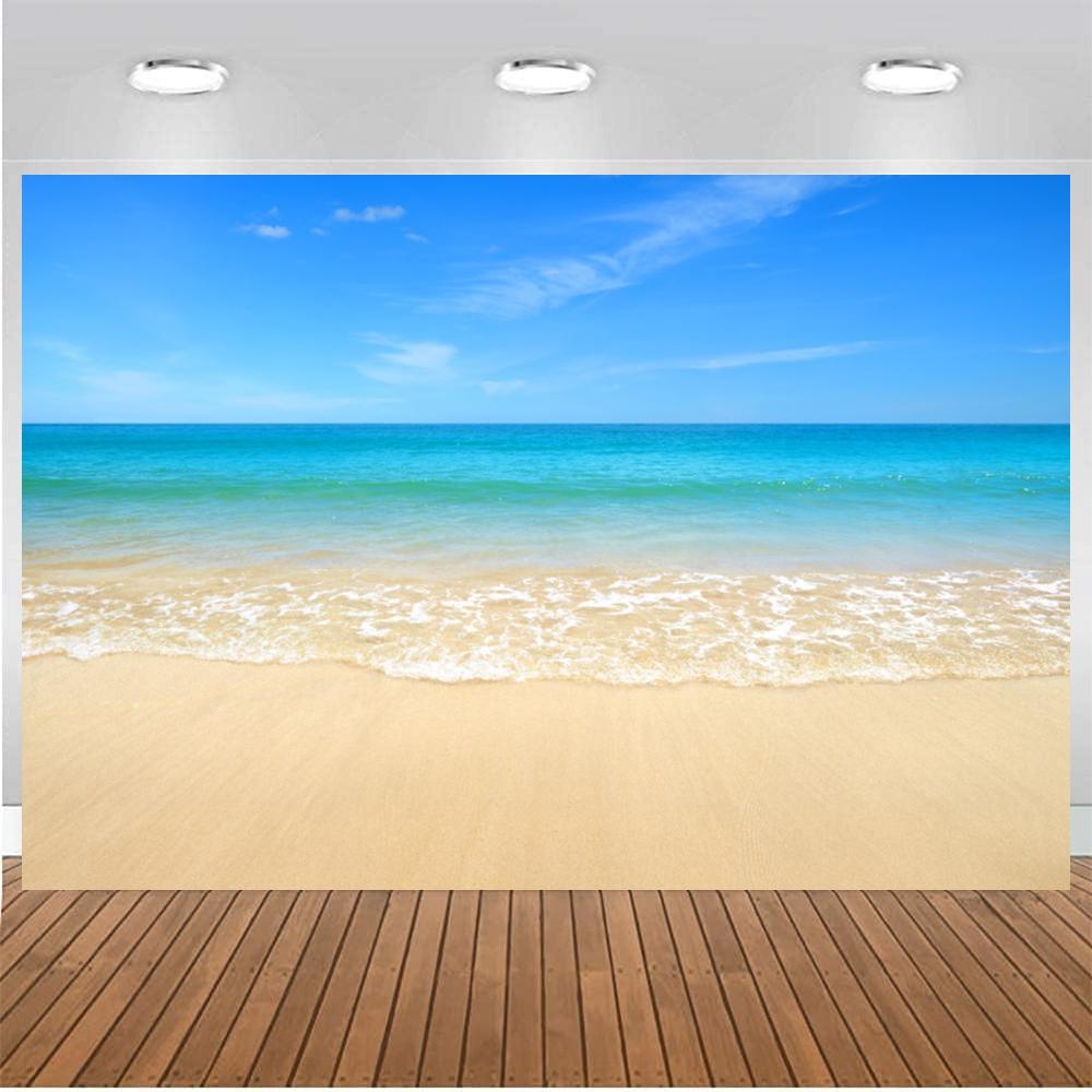 Blue Ocean Beach Backdrop Tropical Summer Background Ship Boat Wharf Sea Surface Summer Holiday Decor Photography Photo Props