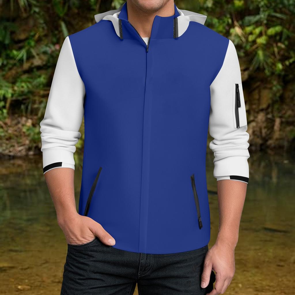 Rain Jacket Men Waterproof Windbreaker, Lightweight Hooded Raincoat For Daily Casual