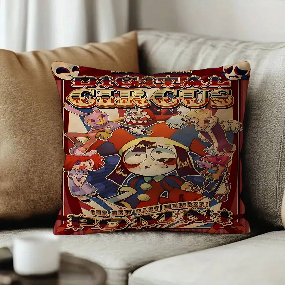 Cartoon The Amazing Digital CCircus Pillow Covers Cartoon Sofa Decorative Home Doublesided Printing Short Plush Cushion Cover