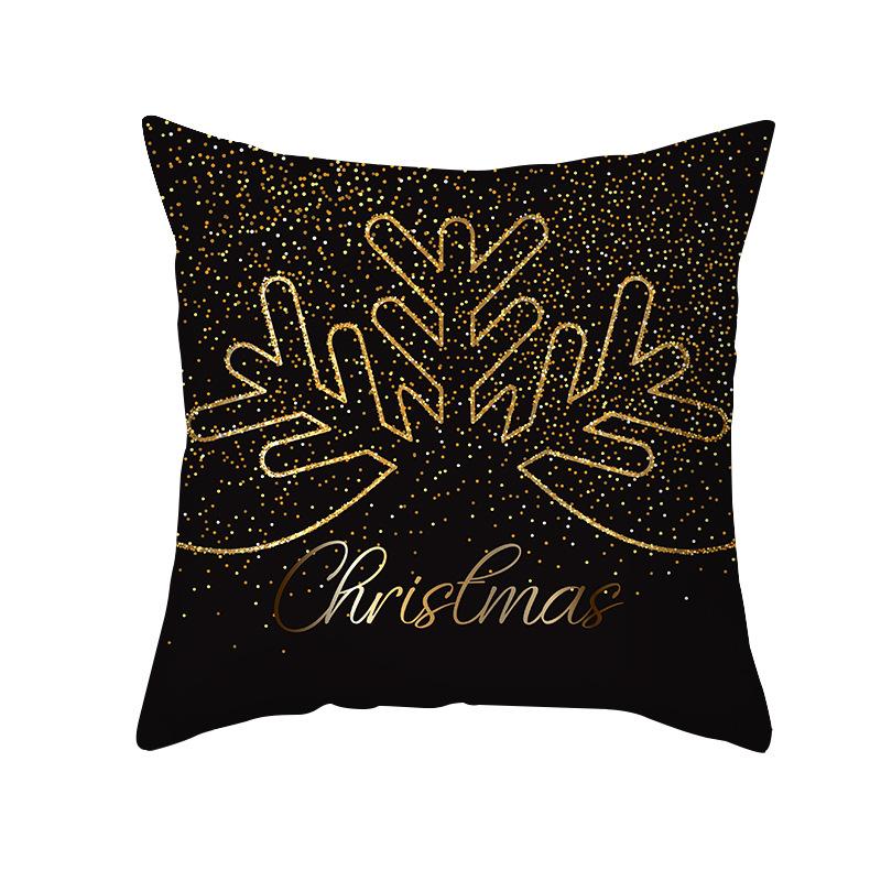 New Black Hot Stamping Christmas Pillow Cover Golden Elk Christmas Tree Sofa Cushion Cover Home
