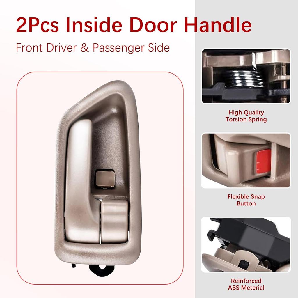 FAERSI 2Pcs Ide Interior Door Handle Front Rear Driver & Passenger Side Replacement For 1997 1998 1999 2000 2001 Toyota Camry Beige/Tan