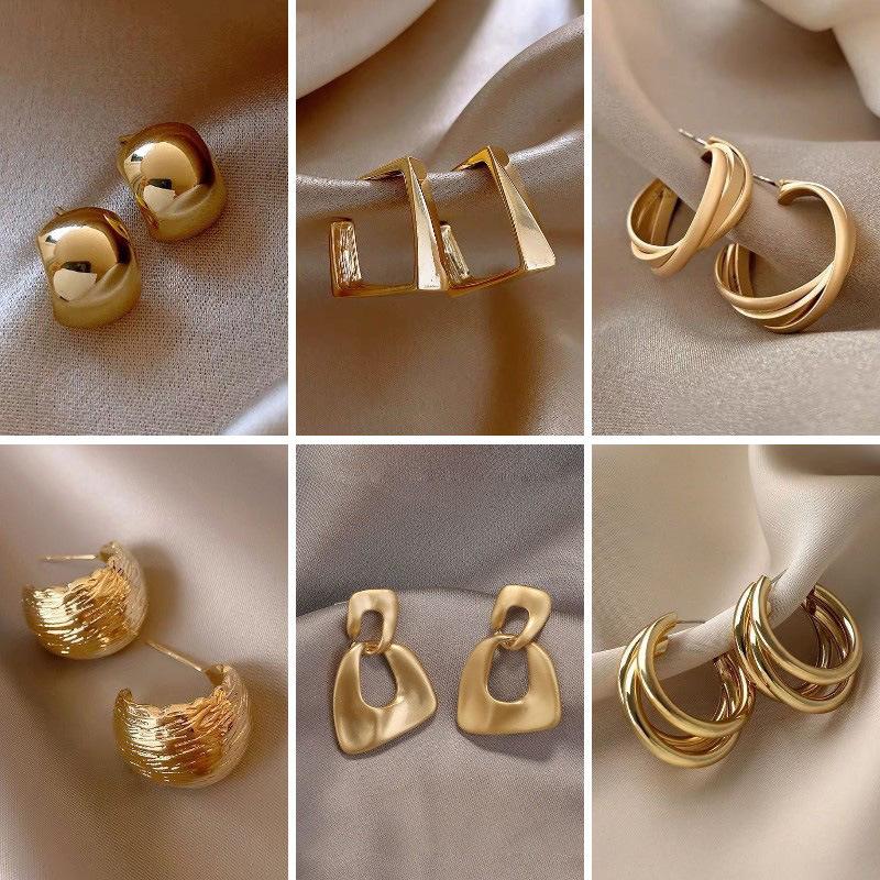 Silver Needle Simple Metal Geometric Earrings Niche Design Stud Earrings New High-end Earrings Women