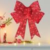 Christmas Wreaths for Front Door 23.6in Light Up Ornaments Red Christmas Bow Wreath for Winter Festival New Year Stair Living