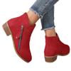 Winter new mid-heel Martin boots large size women's boots solid color low-top side zipper women's Martin boots