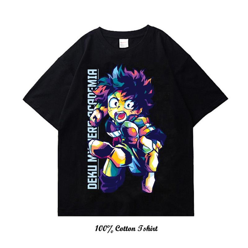 My Hero Academia Graphic Print T Shirt Vintage Harajuku Streetwear Short Sleeve Plus Size Cotton Crew Neck T Shirt Women Unisex