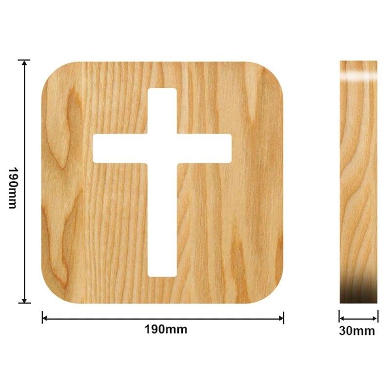 3D LED Lamp Night Light USB Desk Table Lamps Christianity Crucifix Crafts For Gift Home Decoration Wooden Cross