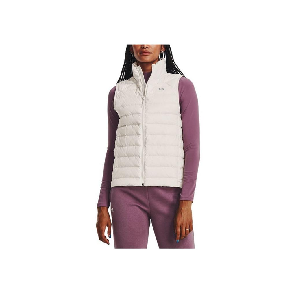 Under Armour Storm Armour Solid Color Training Sports Stand Collar Down Vest Women Vests White 1372647-112