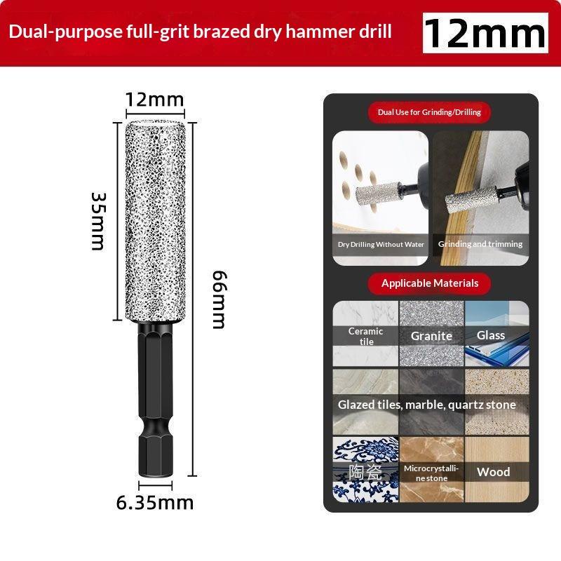 2Pcs 5-12Mm Vacuum Brazed Dry Drill Bit Set - Dual-Purpose Dry/Wet Use For Porcelain/Granite/Tile/Marble